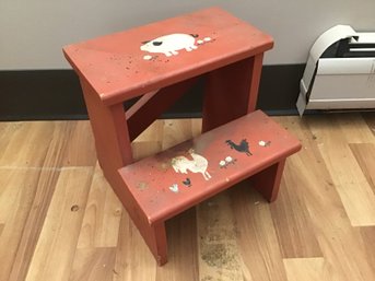 Red Farm Painted Step Stool