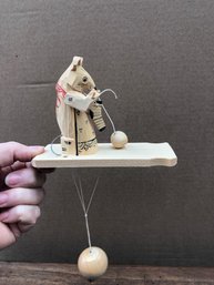 Sewing Bear - Carved Wood Toy