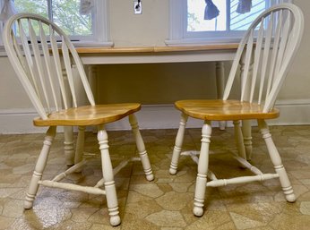 Tile Top Kitchen Table And Two Windsor Chairs