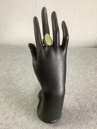 White Amber Sterling Ring #2