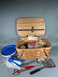 Vintage Basketville Putney VT Picnic Basket With Extras