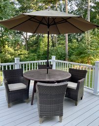 Teak Patio Set With TODAYS PATIO 9 Ft SUNBRELLA Umbrella