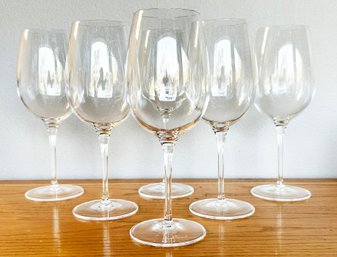 A Set Of Six Crystal Red Wine Goblets By Luigi Bormiolo