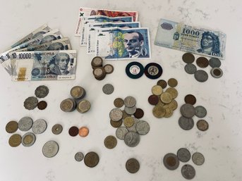 Assorted Foreign Currency- Coins & Bills Lot