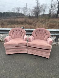 Pair Of Vintage Woodmark Originals Skirted Club Chairs