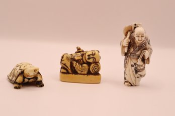 Antique Carved Netsuke Figures (3)
