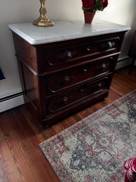 Victorian Inspired Marble Top Dresser With Ornate Drawer Fronts