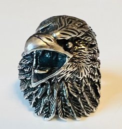 NICELY DETAILED STERLING SILVER EAGLE RING