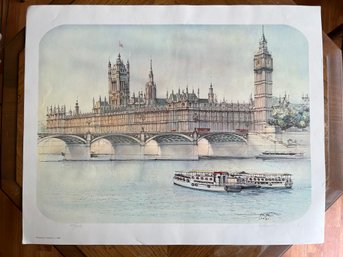 Rolf Rafflewski View Of London Signed 1980 Print