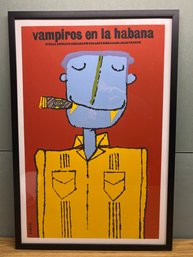 Vampires In Havana (Vampires In Habana) Framed Cuban Movie Poster. Measures 21 1/4' X 31 1/8'.