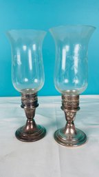 Vintage Pair Newport Sterling Silver Weighted Candle Holders