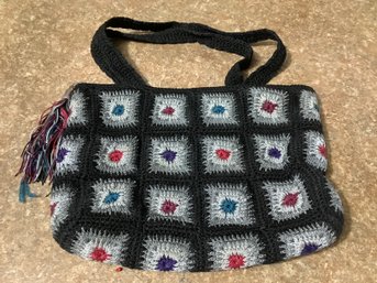 Square Knitted Black Bag