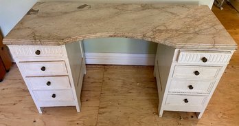 Vintage Eight Drawer Marble Top Dressing Table