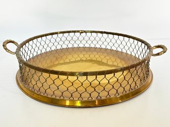 A Large Brass Serving Basket