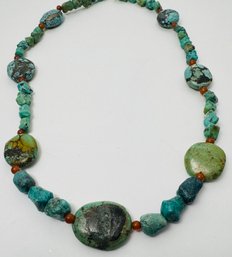 VINTAGE TURQUOISE & AMBER BEAD NECKLACE