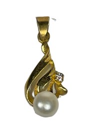 Gold Over Sterling Silver Cultured Pearl Pendant