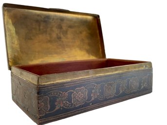 Indian Mughal Style Wood & Brass Box