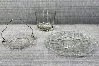 A Trio Of Crystal Serving Pieces