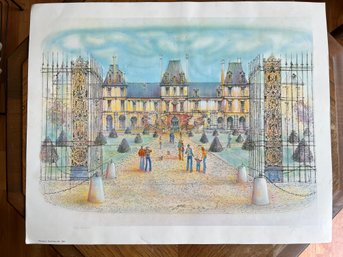 Rolf Rafflewski Paris Louvre Scene Signed 1980 Print