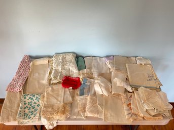 Box Lot Of Antique Linens