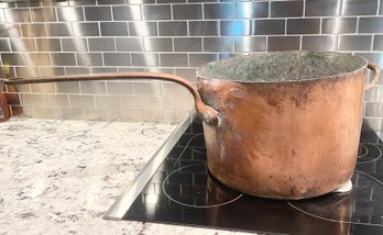 ANTIQUE COPPER POT - MUTUAL OF 20 CATHERINE ST NYC - SILVER LINED