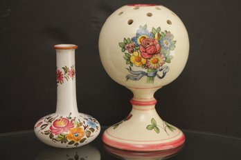 2 Italian Hand Pained Ceramic Vases