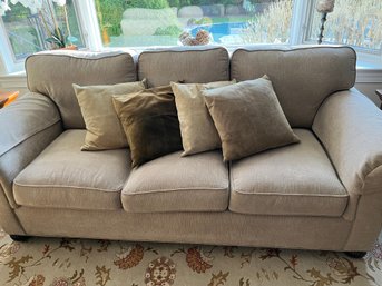 Set Of Four Suede Throw Pillows With Down Feather Inserts - Crate & Barrel, Banana Republic 18' X 18'