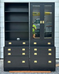 A Pair Of Modern Ebonized Oak Wall Units Tango By Ethan Allen