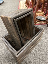 4 Wooden Nesting Baskets