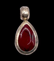 Vintage Mexican Sterling Silver With Red Agate Stone Pendant