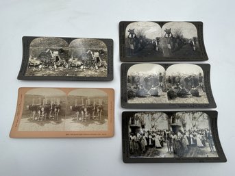 Grouping Of Late 19th-early 20th Century Stereoview Cards- Masai African Women, Sicily, Ostriches