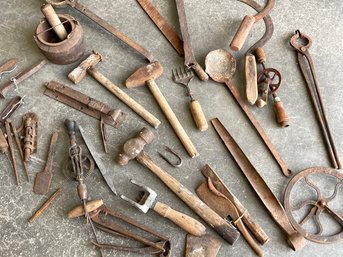 Large Collection Of Antique Iron Tools