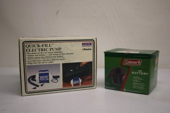 Coleman 4D Battery Quick Pump & Comfort Rest Quick Fill Electric Pump - Both New In Boxes