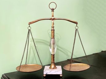 A Vintage Marble And Brass Scale Of Justice