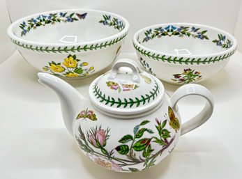 Portmeirion 'The Botanic Garden' Teapot & Set 2 Nesting Bowls