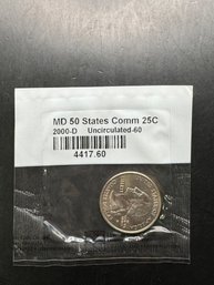 2000-D Uncirculated MD 50 States Commemorative Quarter In Littleton Package