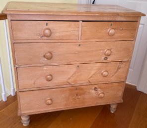 Antique Country Pine Two Over Three Chest Of Drawers