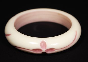 Vintage White And Lavender Bakelite Plastic Bangle Bracelet