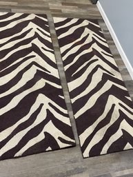 Pair Of Zebra Pattern Runner Rugs