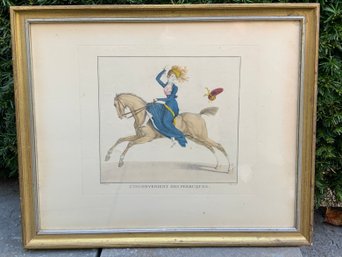 Vernet 19th Century Framed Gravure, Lady On Horseback