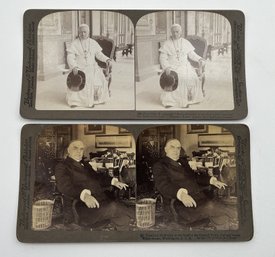 A Pair Of Rare Stereoview Cards- Pope Pius X And President McKinley