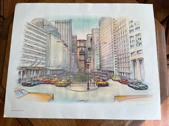 Rolf Rafflewski Signed New York City Pan Am Building 1980 Print