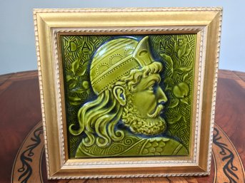 Fantastic Antique MINTON Encaustic Glazed Tile Featuring DANE - Made In England - Measures 7-1/2' X 7-1/2'