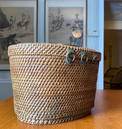 19th Century Woven Wicker Tea Basket - Missing Pot And Cup