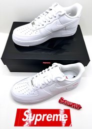 New In Box Supreme Nike Air Force 1 Low SP Sneaker, Size Mens 9.5 With Supreme Sticker