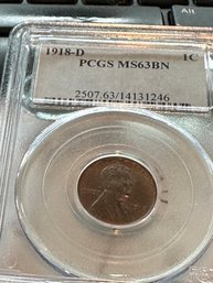 Lincoln Reverse Wheat  - 1918-D  PCGS  MS63BN