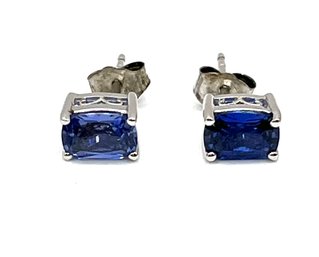 Beautiful Sterling Silver Sapphire Stud Earrings