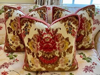 Three Silk Velvet Custom Accent Pillows