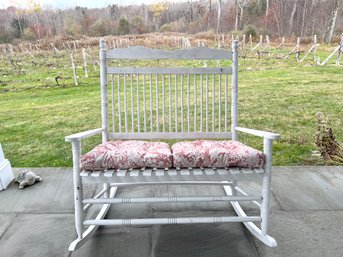 Vintage Double Rocking Chair With Custom Cushions