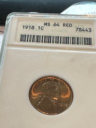 Lincoln Reversed Wheat  1918  1C  MS 64 Red